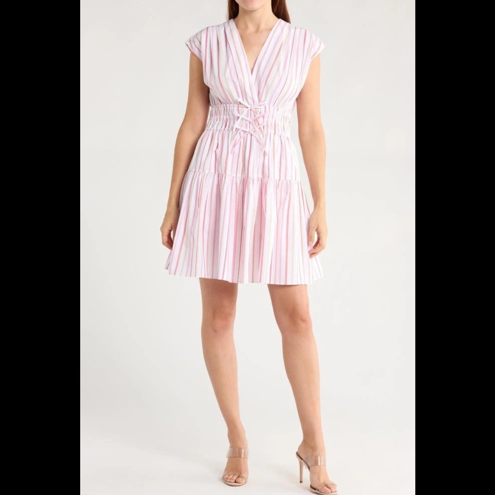 Derek Lam 10 Crosby Tora Pinstripe Dress Size 4 Preppy Cotton Pockets Sleeveless